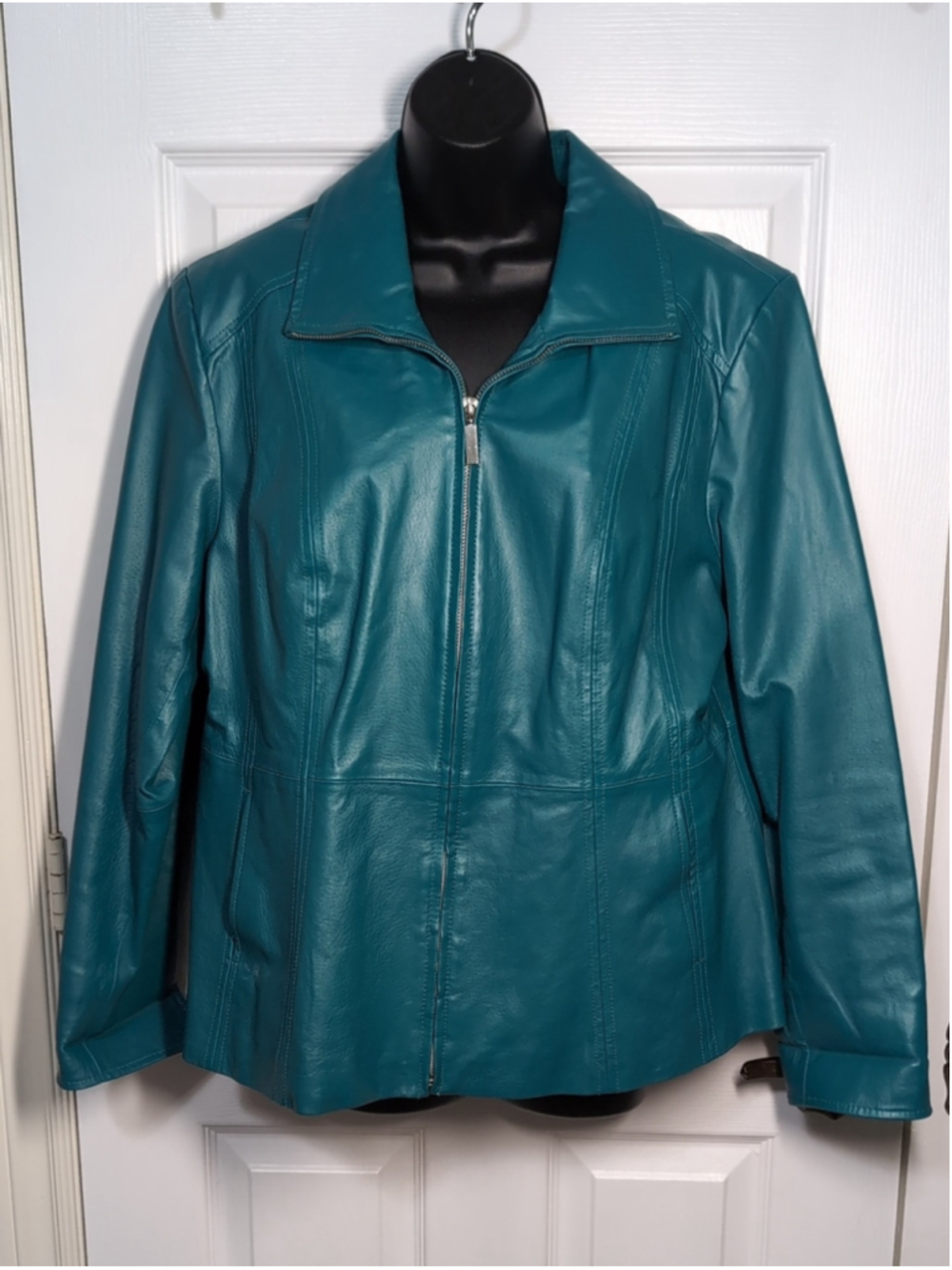 Vintage Guillaume Teal Genuine Leather Jacket | Size Large